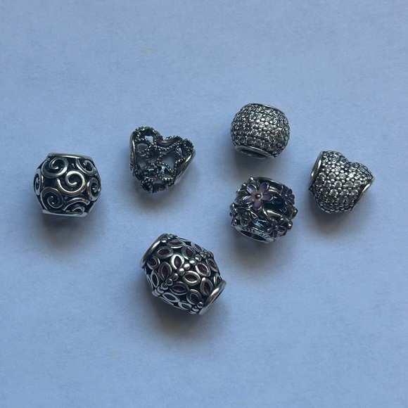Pandora S925 ALE Silver Charm Set Lot of 7 Charms & Dust Bag - Picture 8 of 10